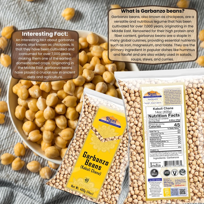 Rani Garbanzo Beans (Kabuli Chana) 14oz (400g) ~ All Natural