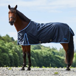 HORZE Glasgow Lightweight Waterproof Horse Turnout Blanket (100g Fill) - Dark Blue - 72 in