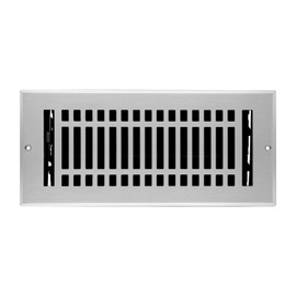 Naiture Stainless Steel Wall Register, Heavy Duty Rust-Resistant Wall Vent Cover, Metal Damper or Lever, Contemporary Style Grille Wall Vent, Duct Size 4" X 10", Brushed Nickel Finish