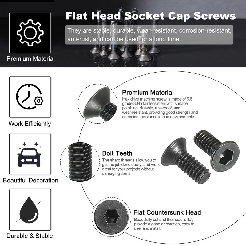 PATIKIL M2 x 5 mm Flat Head Socket Cap Screws,