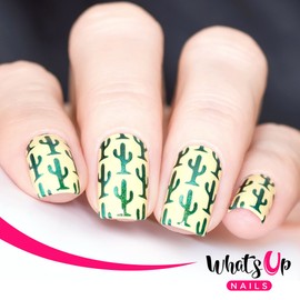Whats Up Nails - Cactus Vinyl Stencils for Nail Art Design (1 Sheet, 12 Stencils)