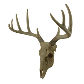 Zeckos Little Bucky - 15-Inch Wall Mounted Faux Deer Skull With 10-Point Antlers - Hand-Painted Aged Finish - Lodge or Western Charm for Your Rustic Living Space
