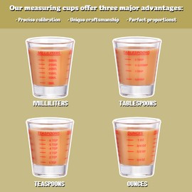Shot Glass Measuring Cup，Espresso Shot Glass 26-Incremental Measurement 1oz, 6 Tsp, 2 Tbs, 30ml，Kitchen Tools，Bar Bartender Accessories, Jigger for Bartending (2 Pack-Red)