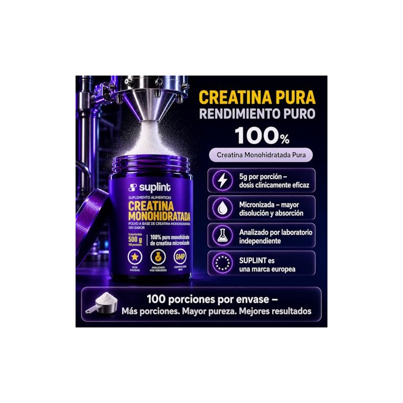 Creatina Monohidratada Micronizada 200 Mesh Suplemento Deportivo Polvo 500 100