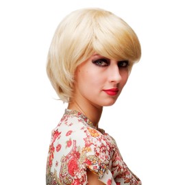 WIG ME UP Super Cute Lady Wig Blonde Light Blonde Mix Parting Short Voluminous Wig E-039-24BT613