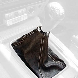 RedlineGoods Shift Boot - 1984-85 Compatible with Nissan 300ZX 1984-89. Tailor Made - not Universal. Genuine top-Grade Italian Black Leather with Red Thread