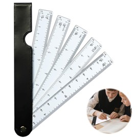 Faltbares Kunststofflineal, hochpräzise mit mehreren Skalen, metrische Skala, gerades Lineal, geeignet für Architekten, Studenten, Zeichner, Ingenieure, schwarz.