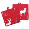 Set of 2 Pot Holders, Holiday Christmas Forest Green Tree,