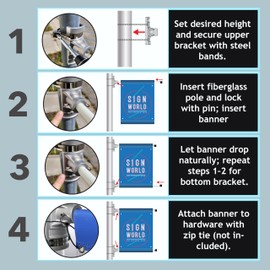 Signworld 18" Street Light Pole Banner Bracket Hardware - Double Set
