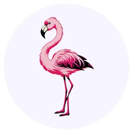 24 x 40mm Round 'Pink Flamingo' Stickers (SK00061882)