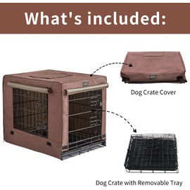 DONORO Dog Crates for Small Size Dogs Indoor Double Door Dog Kennels & Houses for Puppy and Cats, Collapsible Metal Contour Dog Cages (42-Inch Kit)