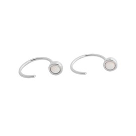 HONEYCAT Opal Threader Hoops in Gold, Rose Gold, or Silver | Minimalist, Delicate Jewelry (Silver)