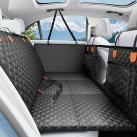 Dog Car Seat Cover for Back Seat with Hard Bottom,Waterproof Back Seat Extender for Dogs,Dog Hammock Dogs Bed for Cars, SUVs,Pet Seat Cover for Back Seat Holds 400lbs with Mesh Window & Pocket