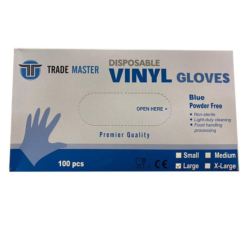 Triplast Blue Vinyl Powder Free Gloves | Pack of 100