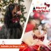 Becellen Christmas Dog Collar, Checked Collar with Bow, Adjustable Snowflake