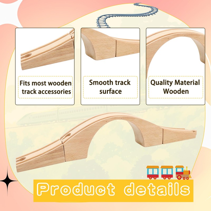 9 Pcs Wooden Train Bridge Wooden Straight Train Track Accessories