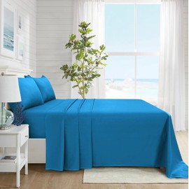 CHARKHAH Polycotton Flat Sheets with Single Double King Size Bed Ultra Soft Plain Top Sheet Dyed in Trendy Colors Hotel Collection Sheets Ideal for Winter & Summer Bedding (Teal, Double)