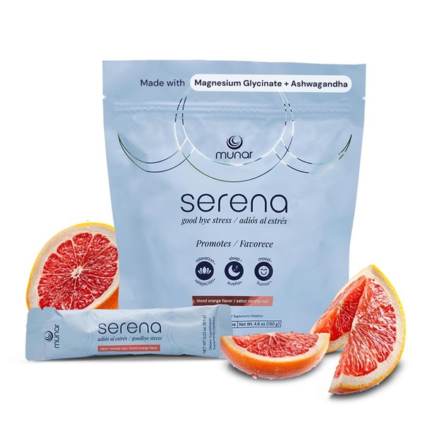 Munar Serena Magnesium Drink Mix, Blood Orange, Magnesium Glycinate and