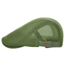 VOBOOM Men Breathable Mesh Summer Hat Adjustable Newsboy Beret Ivy Cabbie Flat Cap (Green)