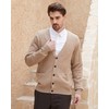 Kallspin Men's Cardigan Sweater Wool Blend V Neck Cable Knit