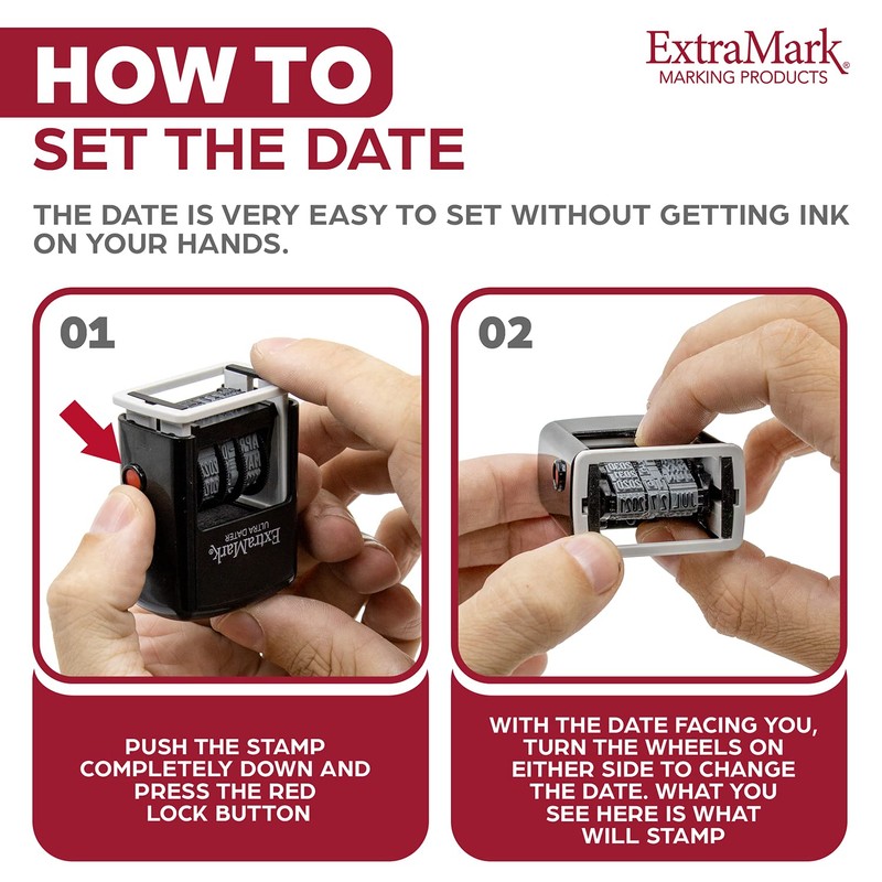 ExtraMark Super Dater Ink Stamp - Self-Inking Rubber Date Stamper