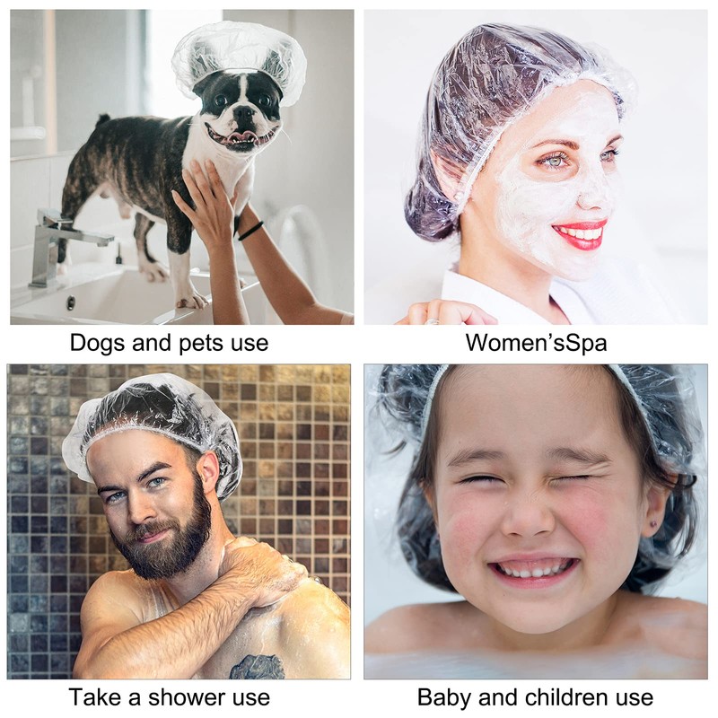 TUPARKA 120 Pcs Disposable Shower Caps Plastic Elastic Bath Cap