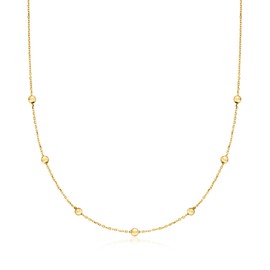 Canaria Italian 3mm 10kt Yellow Gold Bead Station Necklace. 16 inches