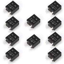 Weasch 10 Pack 4-Pin High Power Relay, DC 12V 30A, Compatible 301-1A-C-R1-U03 12088567 15328866 8866 8567 13500114 GM Equipment Black Multi-Purpose Relay Fuel Pump Relay (10, 4-Pin)