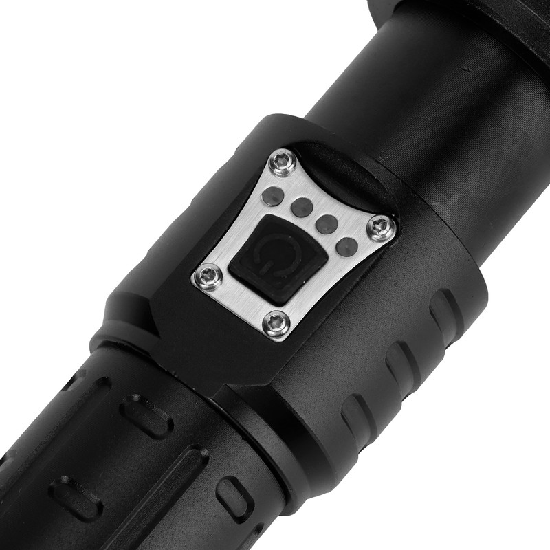 XHP90 Telescopic Zoom Flashlight Waterproof Electric Torch USB Charging for