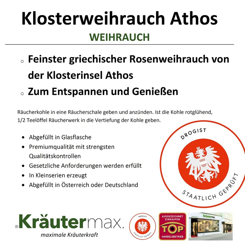 Athos Monastery Incense Relaxation Protection and Cleansing 1 x 30