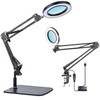 15X Magnifying Glass Lamp with Clamp and Stand, 72 LEDs