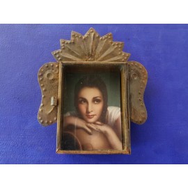 Rustic Mexican tin nicho Beautiful Mexican Señorita senorita lady jug ceramic