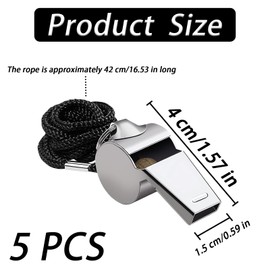5 PCS Whistle, Whistles Sports Referee Whistle Football Whistle, Whistles with 42cm (16.53 in) Lanyard, Sports Whistle for Referees, Loud Whistle for Referees, Coaches, Football, Basketball