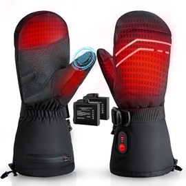 Kakashi Heated Mittens for Men Women, 7.4V 3200mAh Electric Battery Winter Heated Gloves, Waterproof Hand Warm Gloves for Ski Snowboarding Hunting Fishing