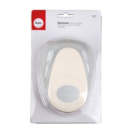 Rayher 8974600 Motivstanzer Oval, mit Zierrand, ø 7,6 cm- 3 Zoll, geeignet für Papier/Karton bis zu 200g/m²