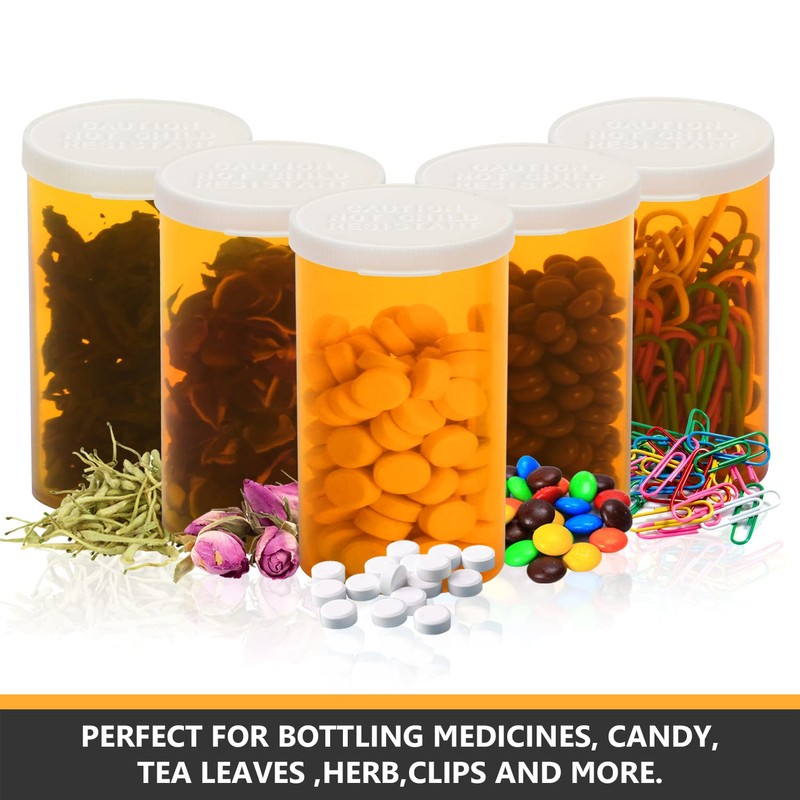 Empty Plastic Pill Bottles with Easy Open Snap Caps (Not