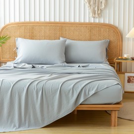 COTTEBED King Size Sheet Set - Comfy Breathable & Cooling Washed Polycotton Bedding Sheets - Hotel Luxury All Season Use Bed Sets - Extra Soft - 16-Inch Deep Pockets - Easy Fit - 4 Piece Set - Grey