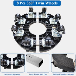 NOAMOO 15-20 Inch Plant Caddy with Wheels Outdoor Indoor, 2 Pack Large Rolling Plant Stand for 600lb Heavy Duty Flower Pots, Round Plant Rollers Lockable Potted Planter Dolly, Black