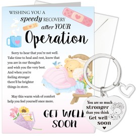 HOWAF After Your Operation Get Well Soon Card, Wishing You A Speedy Recovery Card & Keyring, Recovery Gifts Get Well Soon Gifts for Women Men