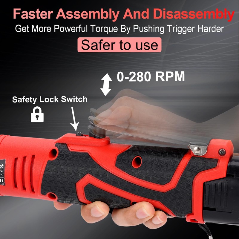 HORMY 3/8" 16.8V Electric Ratchet,Cordless Ratchet Tool Kit,40 Ft-lbs,280 RPM,Equipped