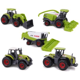 Toyland® Set of 5 Green Die Cast Metal Farm Machinery Toys - Approx 4.5cm Each - Includes Tractors,Combine Harvesters & More!