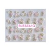 Pink Daisy Rose Flowers 5 Petals Rhinestone Nail Art Sticker