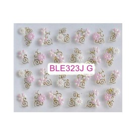 Pink Daisy Rose Flowers 5 Petals Rhinestone Nail Art Sticker Ble323J Nail Wraps Art Stickers Manicure Supplies for Women for Home Nails Full Long Lasting Easy Apply and Remove
