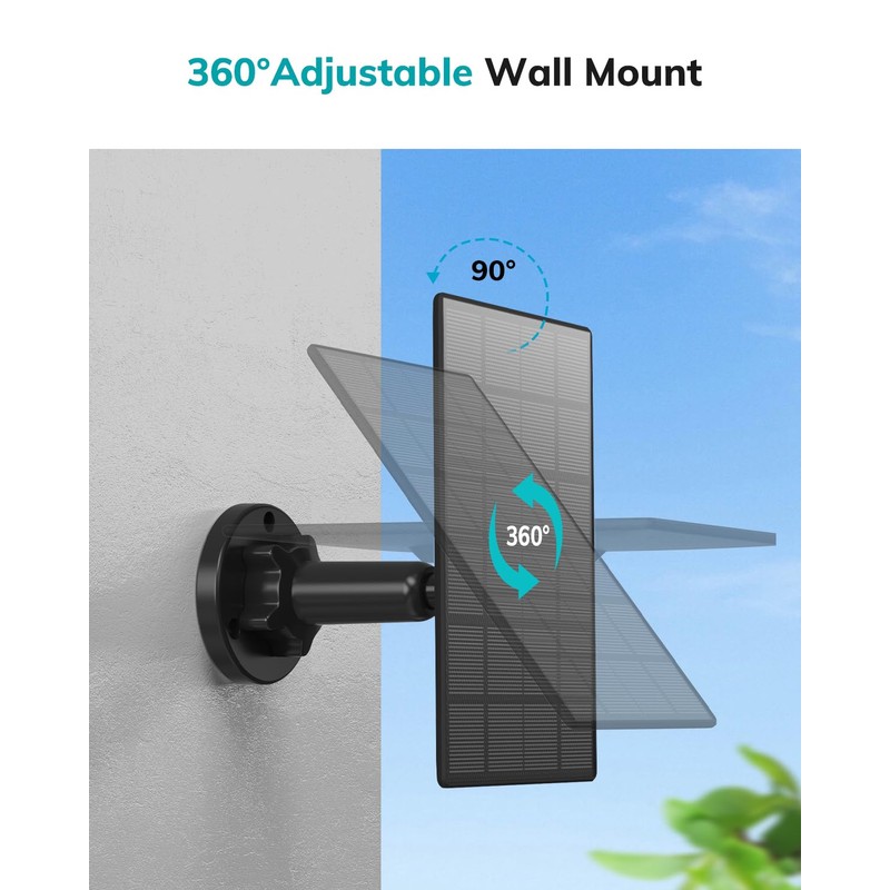 ZUMIMALL 3W Solar Panel for Outdoor Camera Wireless Camera,X2/X1/F5, IP66