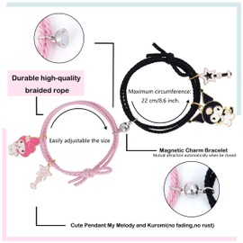 Roffatide Anime Magnetic Bracelets Mutual Attraction Bracelets Elastic Hair Bobbles Adjustable Bracelet Set, Rubber Zinc