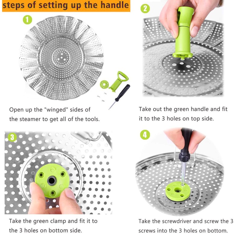 Vegetable Steamer Basket, Stainless Steel Folding Steamer Basket Insert for