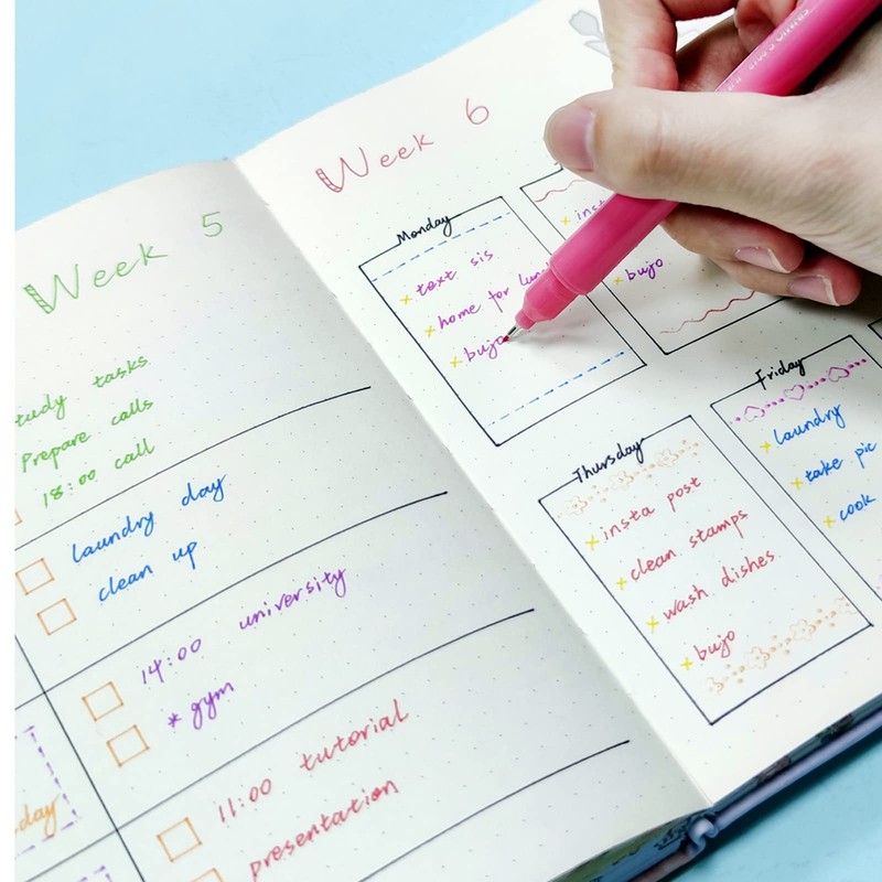Aechy Curve Pen, Water-Based Pen, Highlighter, Fine Point, Flower Pattern,