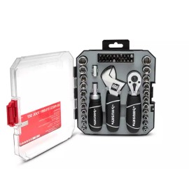 Husky Stubby 46 Piece Ratchet and Wrench Set w/ Drive Sockets, Screwdriving Bits