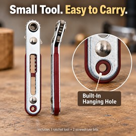 Mini Ratcheting Screwdriver for Tight Spaces – 4.06-Inch Reversible Alloy Steel Tool with 2 Screwdriver Bits for Home Repairs
