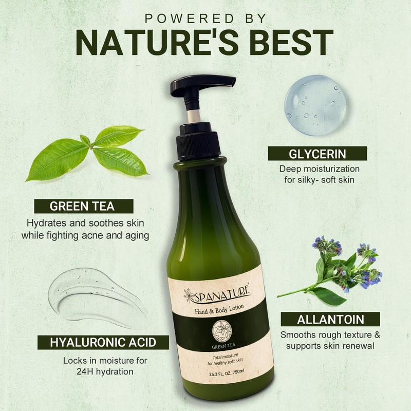 Spanature Green Tea Body Lotion For Women - Natural Green